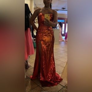 Ruby Red Sequin Prom Dress